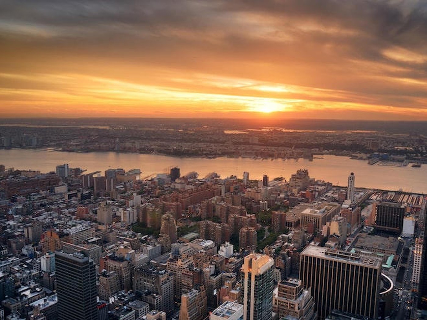 A city skyline at golden hour